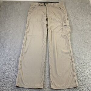 Prana Zion Pants Mens Large 32" Inseam Beige Roll Tab Hiking Gorpcore Outdoor